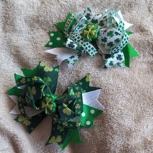 st pattys day hair clips green clover bows